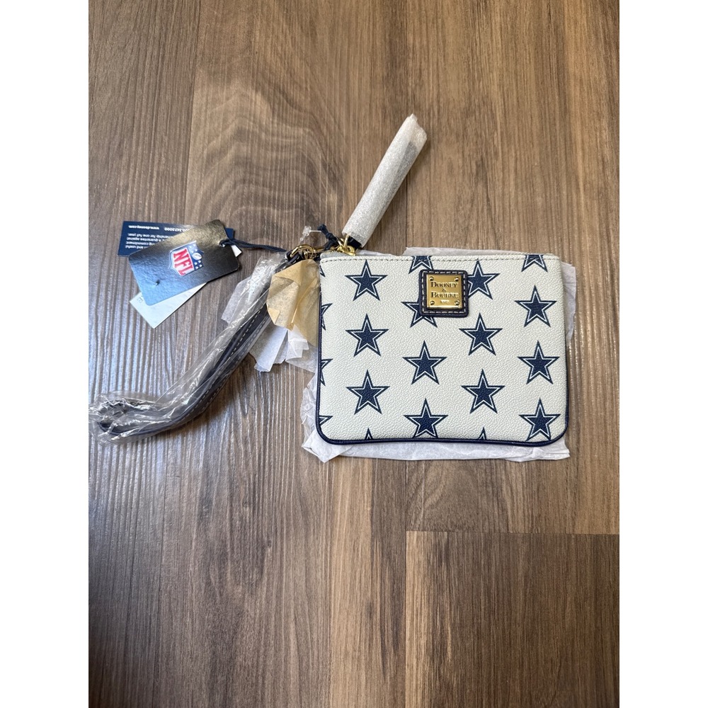 New Dooney & Bourke Wristlet Women White Dallas Cowboys NFL Star Print Pouch